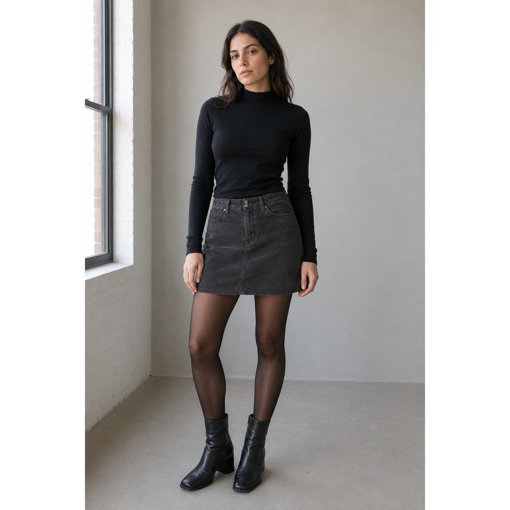Gap Corduroy Mini Skirt Gray Stretch 90s Y2K Grunge Dark Academia Pocketed Chic